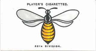 Player's Cigarettes card of the divisional sign of 60th Division. A bee.