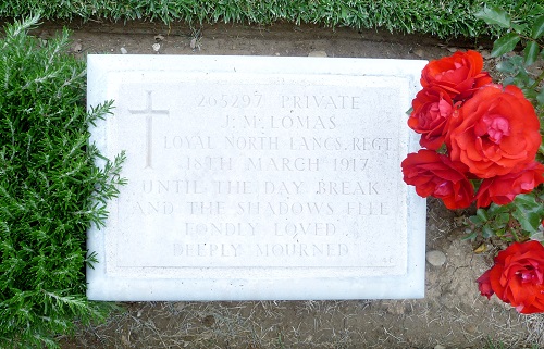 Photograph - Grave of Private John Mills Lomas. © Harry Fecitt