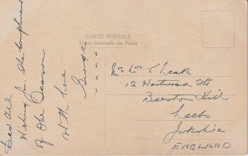 A Christmas postcard sent from Salonica, 1917 by George to Leeds.