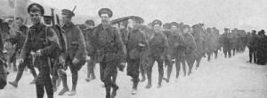 Photograph from 1915: British infantry on the march after landing at Salonika.