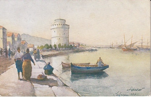 Postcard (front): Salonica 239 - The White Tower - sent 1 February 1918