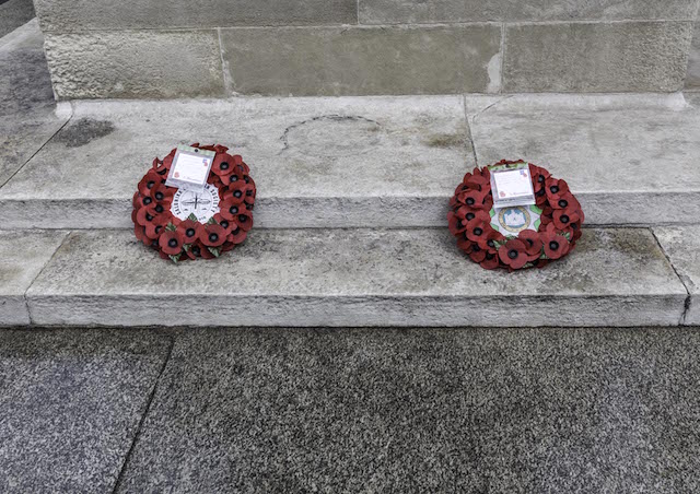 Photograph: wreaths laid by the SCS at the Cenotaph in Whitehall on Saturday 08 October 2016.