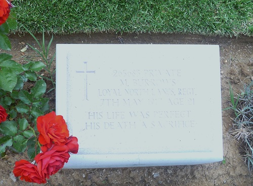 Photograph - Grave of Private Matthew Burrows. © Harry Fecitt