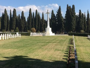 The Cross of Sacrifice at the Commonwealth War Graves Commission section of the Salonika (Lembet Road) Military Cemetery. Photograph taken by Lynsey Ball, 4th March 2017.