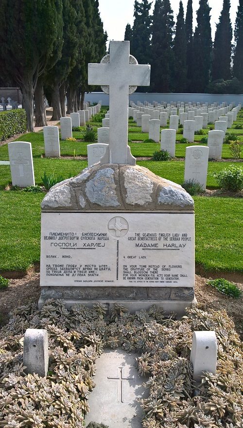 The grave of Lady Harley in the Salonika (Lembet Road) Military Cemetery. Photograph by Robin Braysher, April 2016.
