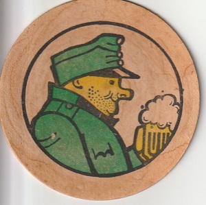 A beer mat from "U Kalicha", the local of 'The Good Soldier Švejk', comic creation of Czech author Jaroslav Hašek (1883-1923), as drawn by Josef Lada.