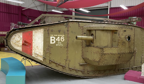 "Big Brute" - a British First World War tank on display at the Tank Museum.